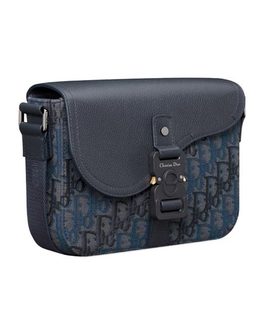Dior Blue Small Saddle Messenger Bag With Flap for men