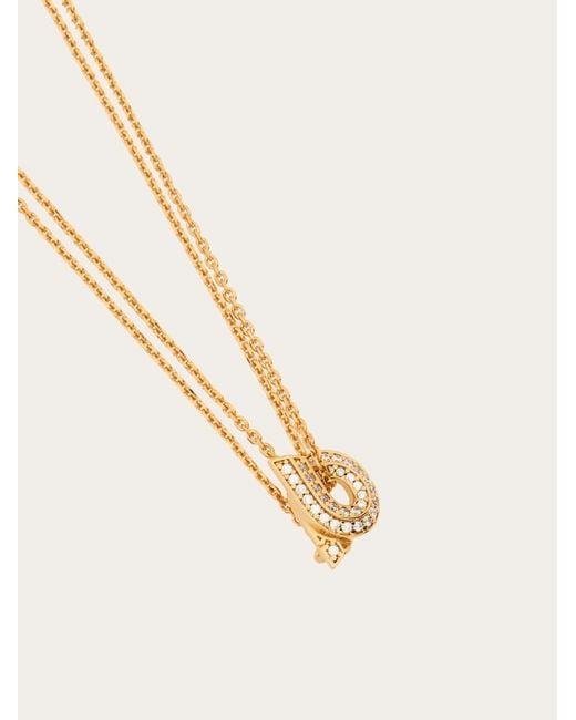 Ferragamo White Ferragamo Gancini Pendant Necklace