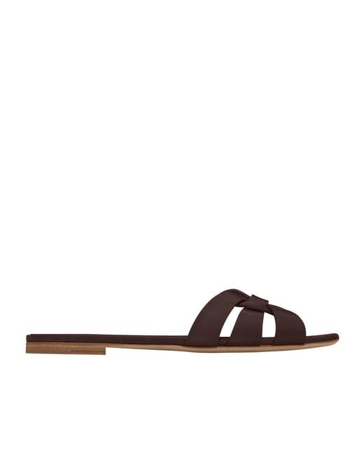 Saint Laurent Brown Tribute Sandals Slippers