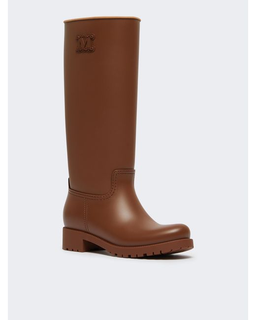 Max Mara Brown Round Toe Block Heel Boots