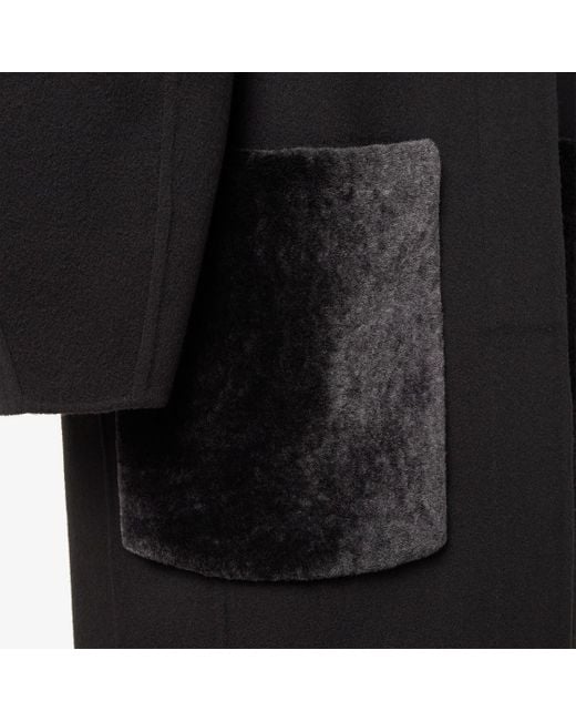 Fendi Black 'Ff' Double Wool Overcoat