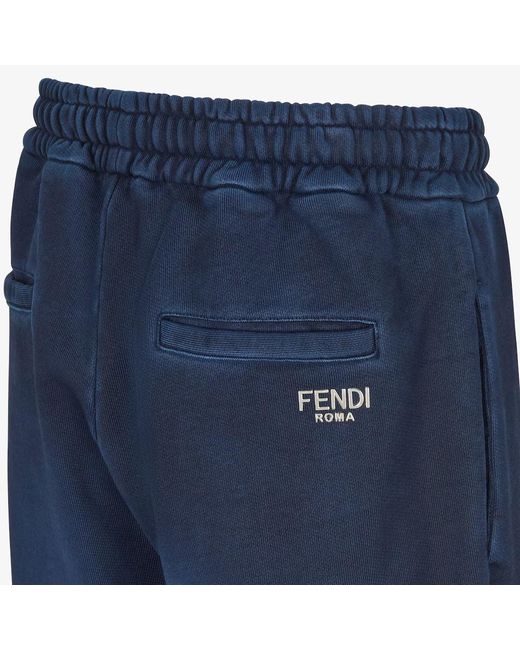 Fendi Blue Logo Embroidered Track Trousers for men