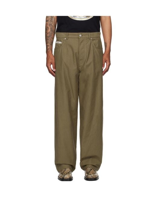 Moschino Green Belt Loops Slacks for men