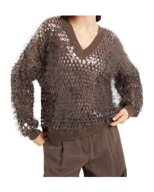 Brunello Cucinelli Brown Brushed Sweater