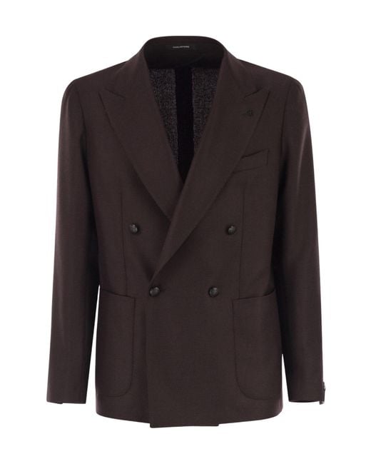 Tagliatore Black Double-Breasted Wool Jacket for men