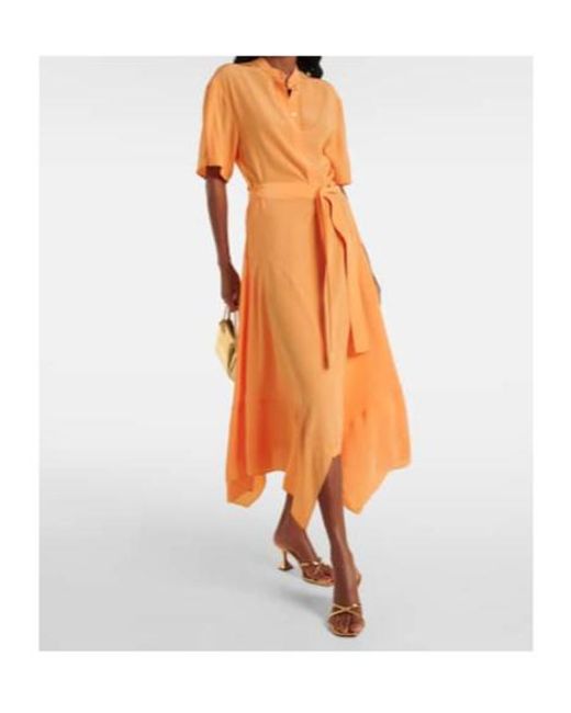 Stella McCartney Orange Iconic Silk Crêpe De Chine Midi Dress