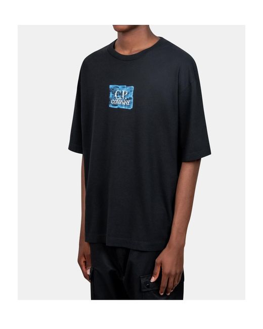 C P Company Black Logo-Print Cotton T-Shirt for men