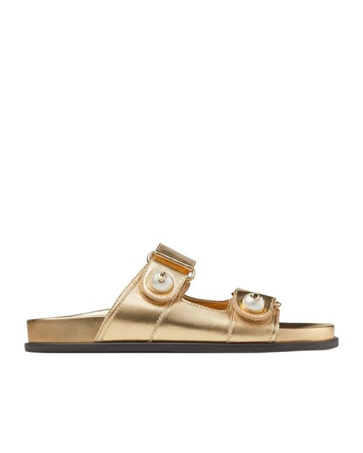 Jimmy Choo Jimmy Choo Fayence Sandal Low leather sandals with pearls