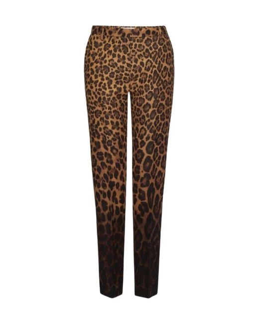 Valentino Brown Leopard-Print High Waist Pants