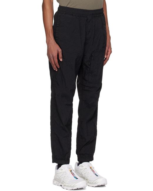 Stone Island Black Compass-Badge Tapered Leg Trousers for men