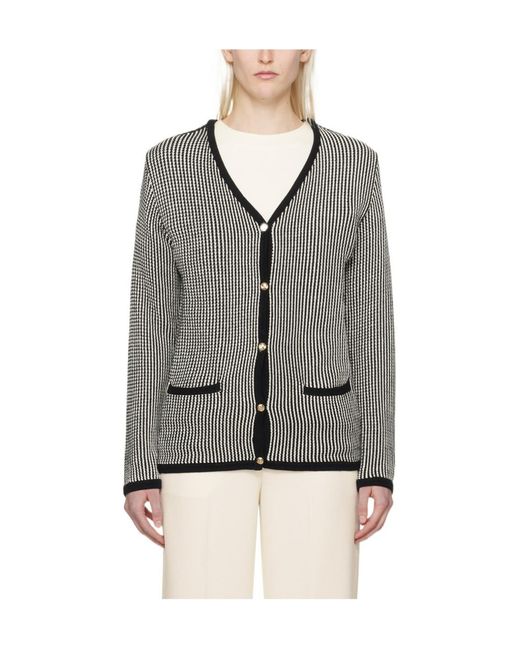 Anine Bing Gray Dave Stripe-Pattern Cardigan