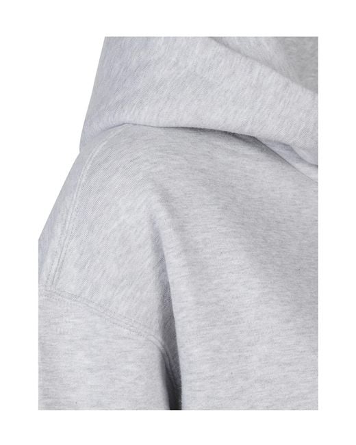 Jil Sander Gray Logo Printed Drawstring Hoodie