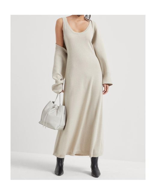 Brunello Cucinelli White Cashmere-Blend Cropped Cardigan