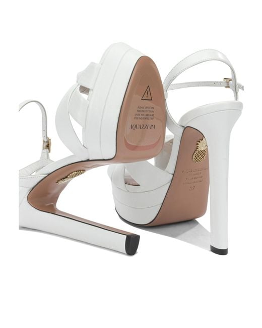Aquazzura White Nina Plateau Platform Heeled Sandals