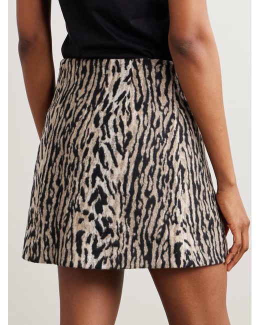 Rixo Black Leopard Print Midi Skirt