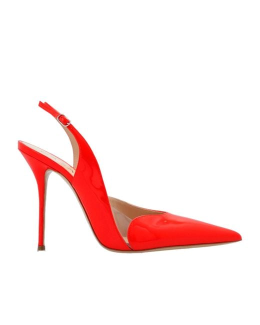 Casadei Red Pointed Toe Slingback Pumps