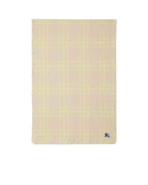 Burberry Natural Checked Logo Embroidered Frayed-Edge Scarf for men