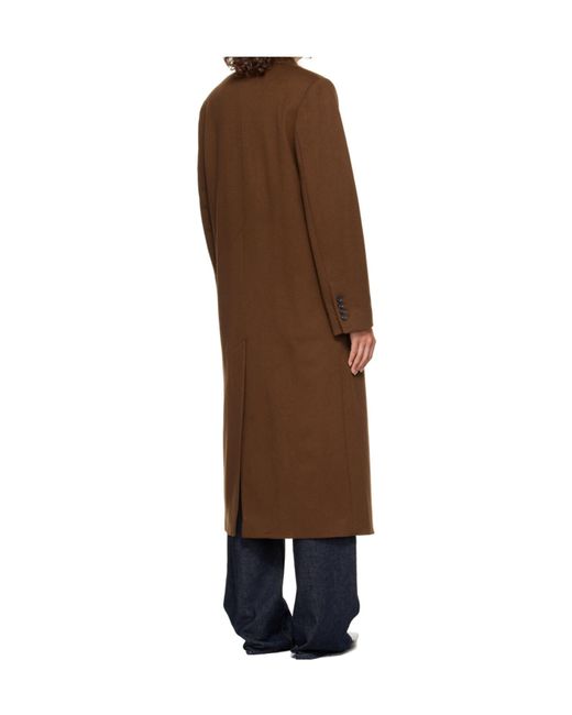 Loulou de Saison Brown Peak Lapel Double-Breasted Coat