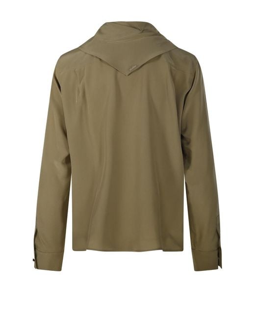 Max Mara Green Ring Detail Draped Collar Top