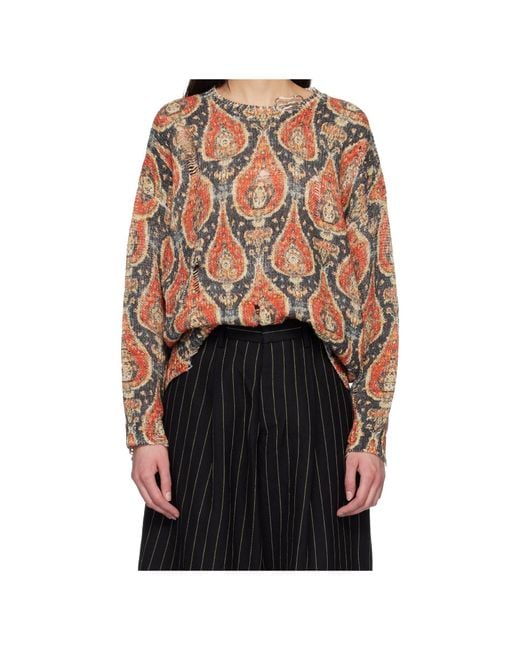 R13 Multicolor Oversized Printed Crew Neck Sweater