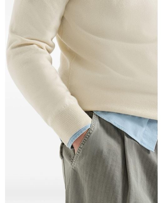 Brunello Cucinelli White Turtleneck Knitted Jumper for men