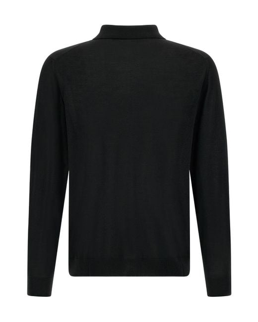 Kiton Black Zip-Up Polo Shirt for men