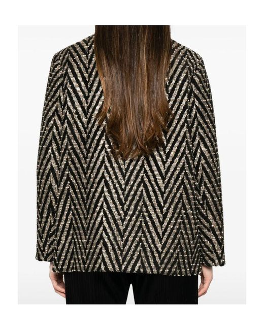 Forte_forte Gray Herringbone Knit Jacket With Fringe