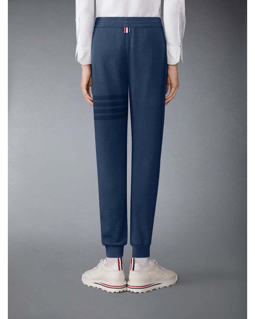 Thom Browne Blue Solid Loopback Overdyed-Bar Sweatpants for men