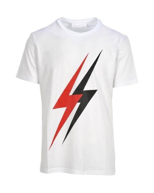Neil Barrett White Lightning Printed T-Shirt for men