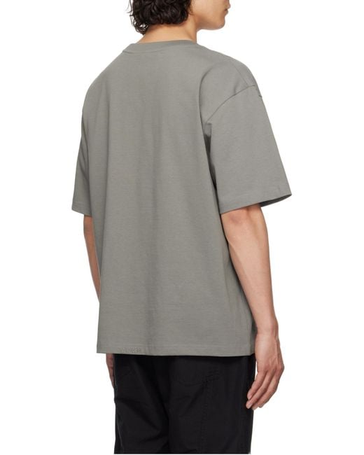 we11done Gray Multi Logo Print T-Shirt for men