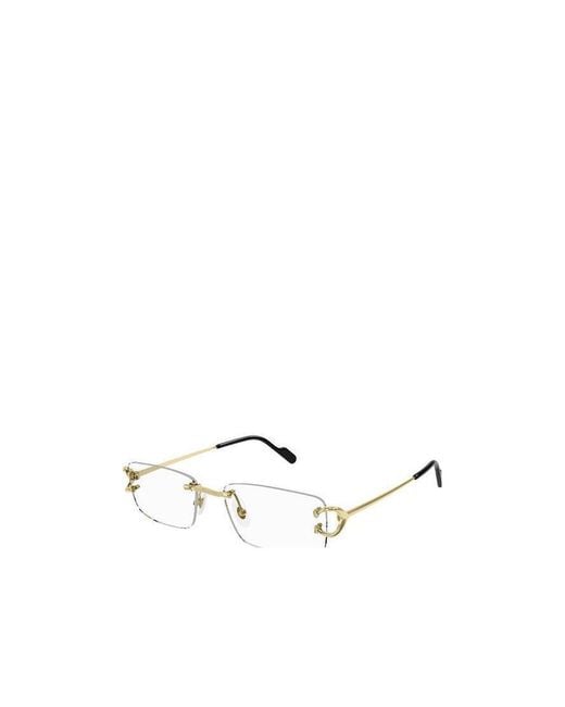 Cartier White Rectangle Frame Glasses for men