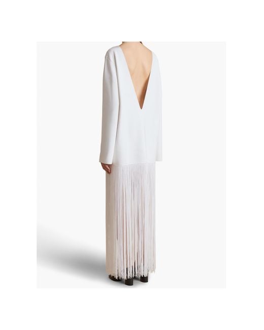 Khaite White Paley V-Back Maxi Dress
