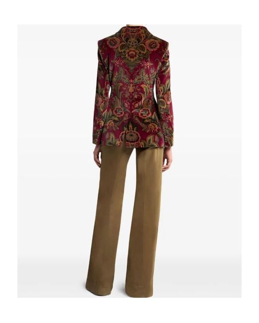 Etro Red Floral Print Velvet Jacket