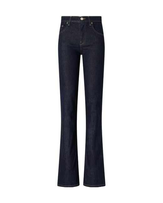 Haikure Blue Solid-Color Slim-Leg Jeans