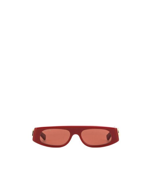 Gucci Red Eyewear Rectangle Frame Sunglasses