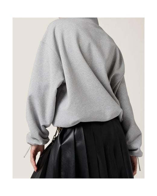 Miu Miu Gray Cotton Fleece Zipper Sweatshirt