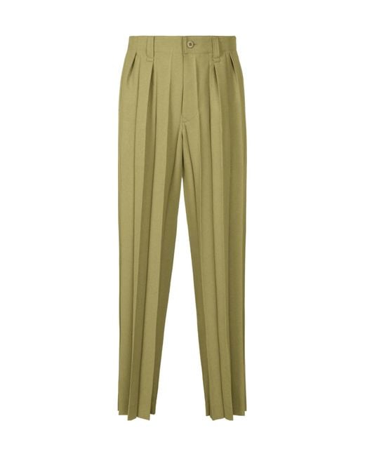Homme Plissé Issey Miyake Green Homme Plissé Mid Rise Pleated Trousers for men