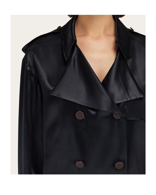 Ferragamo Black Ferragamo Double-Breasted Belted Trench Coat