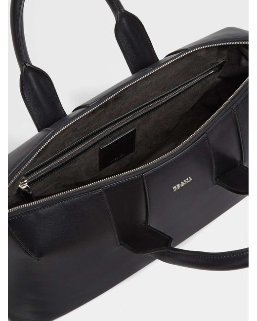 Zegna Black Logo Detailed Top Handle Briefcase for men