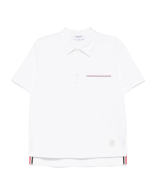 Thom Browne White Rwb Trim Short Sleeved Polo Shirt for men