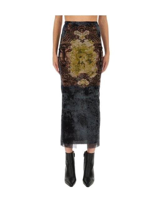 Jean Paul Gaultier Green Printed Pattern Skirt