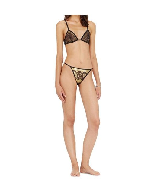 DIESEL Brown Stretch-Tulle Bra With Metallic Effect