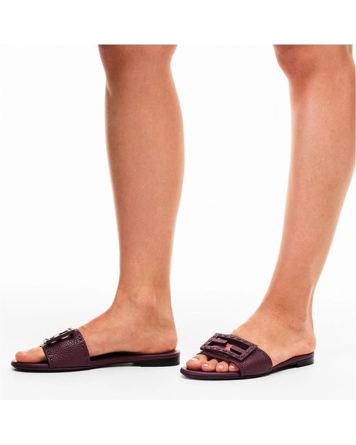 Fendi Brown Logo Flat Sandals