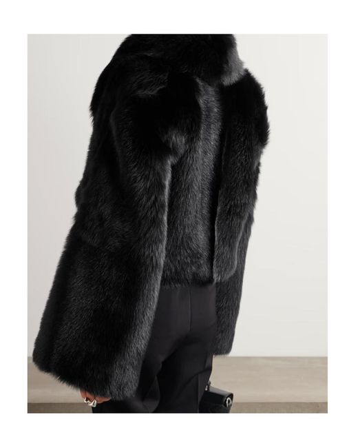 Dolce & Gabbana Black Belted Faux-Fur Jacket