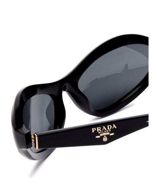 Prada Black Oval-Frame Sunglasses