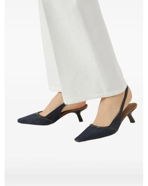 Brunello Cucinelli Blue Leather Pumps