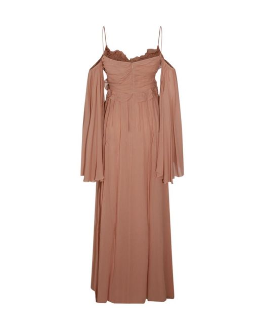 Blumarine Brown Ruffled One-Shoulder Dress