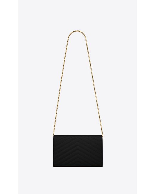 Saint Laurent White Monogram Chain Wallet