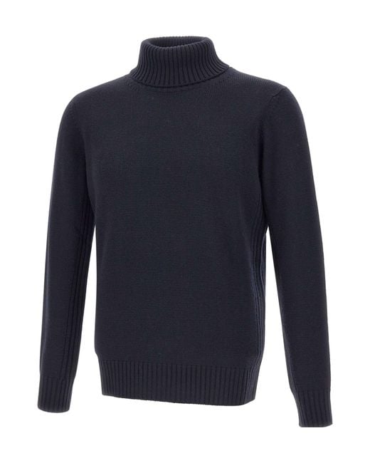 Kangra Cashmere Blue Kangra Turtleneck Ribbed Jumper for men