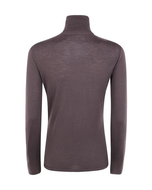 D.exterior Purple Ribbed-Knit Turtleneck Sweater